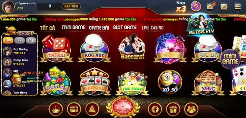 Giao diện Bet68