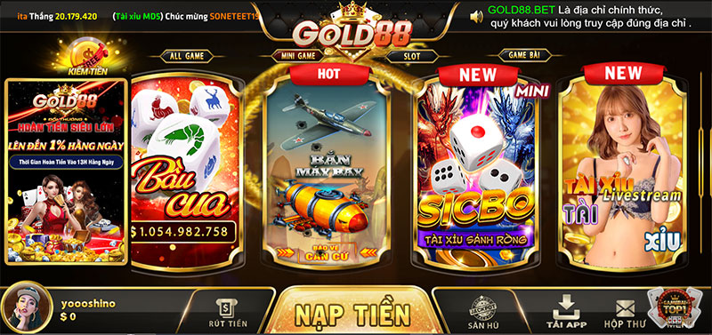 Giao diện Gold88